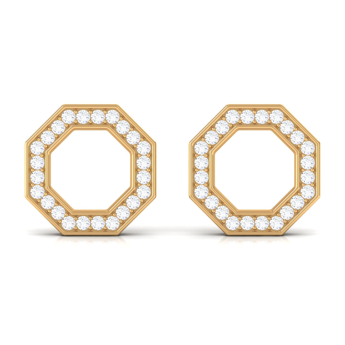 Certified Real Diamond Geometric Earrings with Screw Back