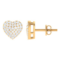 Natural Diamond Heart Earrings with Screw Back