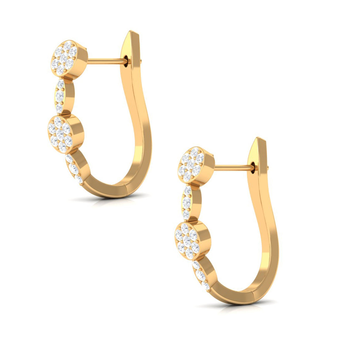 Natural Diamond Classic U Hoop Earrings