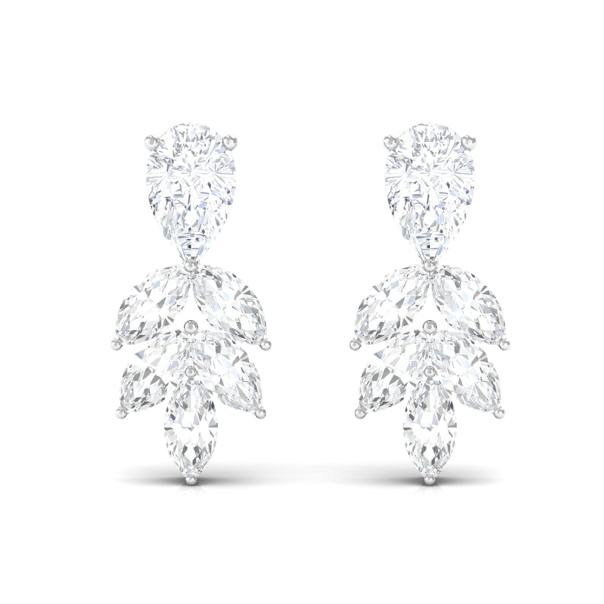 Real Pear and Marquise Shape Diamond Stud Earrings