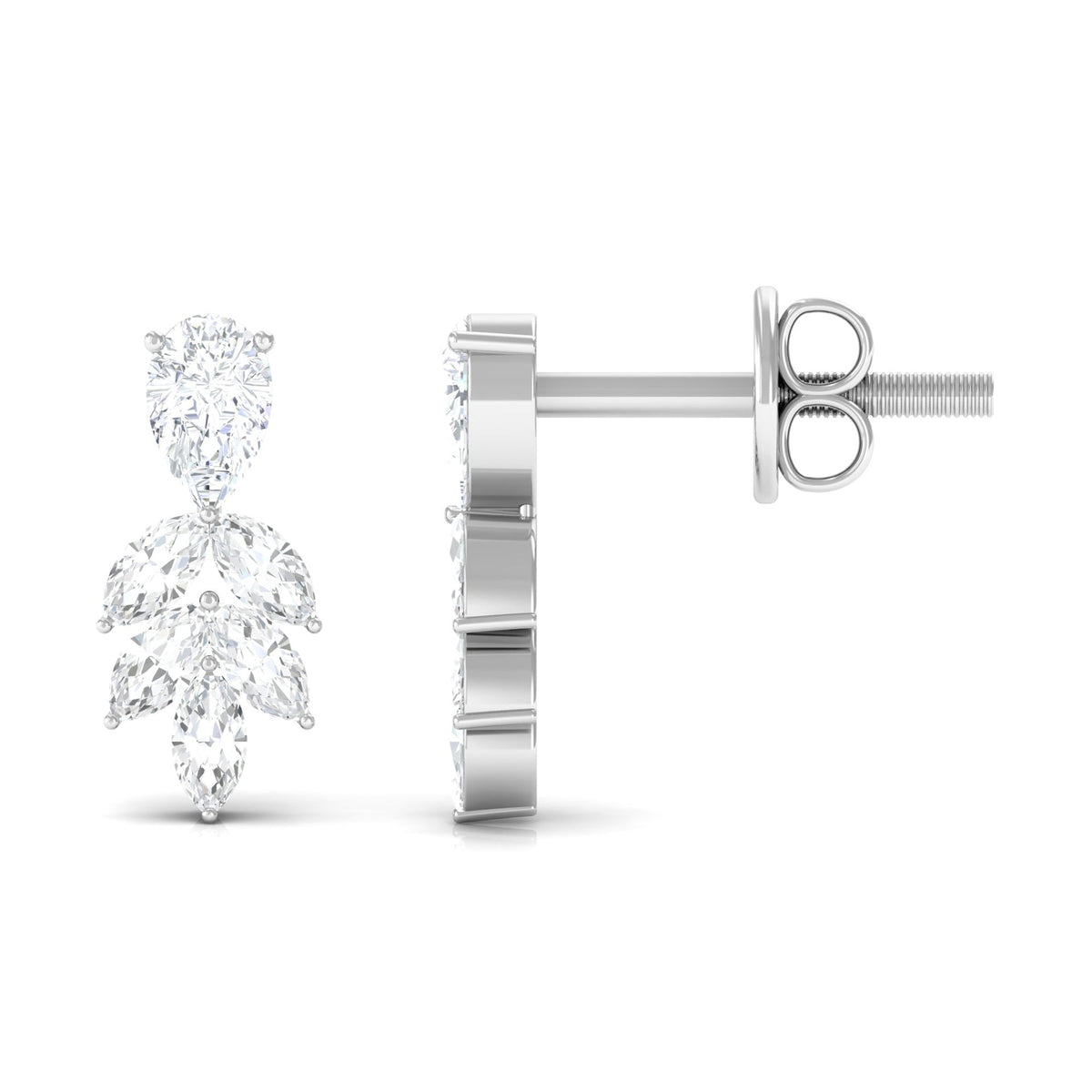 Real Pear and Marquise Shape Diamond Stud Earrings