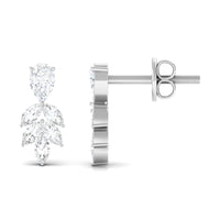 Real Pear and Marquise Shape Diamond Stud Earrings