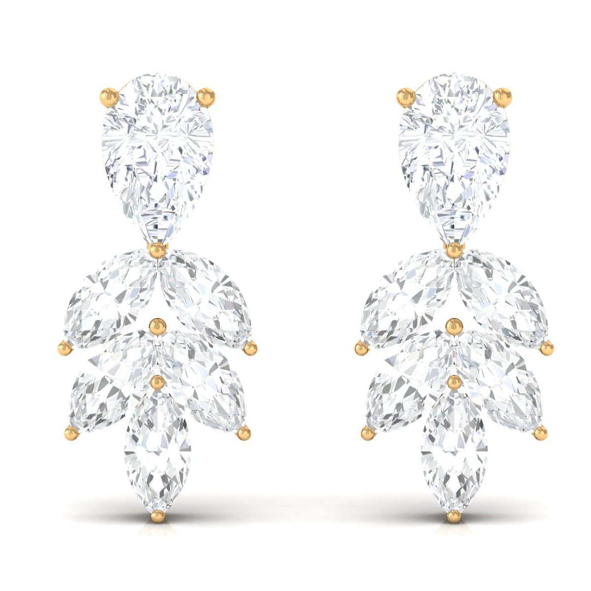 Real Pear and Marquise Shape Diamond Stud Earrings