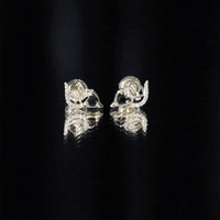 Heart Shape Lab Grown Black and White Diamond Cat Stud Earrings