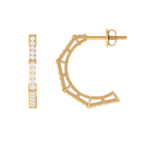 Rosec Jewels 1/2 CT pave set diamond half hoop earrings with sparkling diamonds and sleek gold finish.