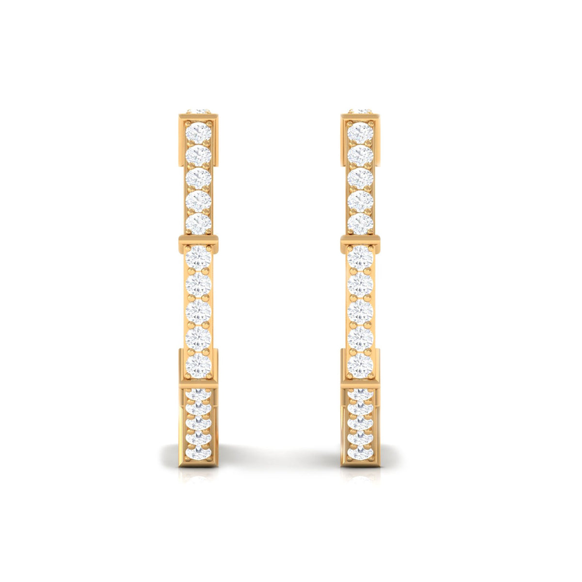Rosec Jewels 1/2 CT pave set diamond half hoop earrings with sparkling diamonds and sleek gold finish.