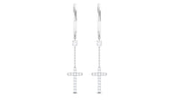 Genuine Diamond Cross Drop Earrings with Hinged Hoop