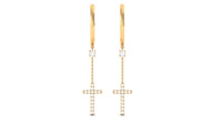 Genuine Diamond Cross Drop Earrings with Hinged Hoop