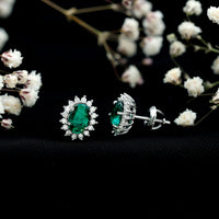 Silver 1.7 Carat Lab Grown Emerald Stud Earrings With Certificate