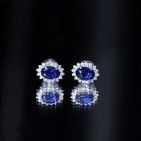 Lab Grown Blue Sapphire Princess Diana Inspired Stud Earrings in Silver