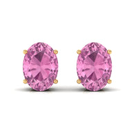2 CT Oval Cut Pink Tourmaline Solitaire Stud Earrings