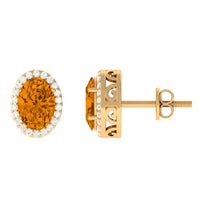 2.25 CT Citrine and Diamond Halo Stud Earrings