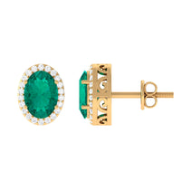 Rosec Jewels 1.75 CT emerald and diamond halo stud earrings featuring classic design with sparkling stones and elegant craftsmanship.