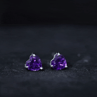 Heart Shape Amethyst Solitaire Stud Earrings for Her