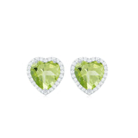 Certified Real 4 Carat Peridot Heart Earrings with Moissanite Halo