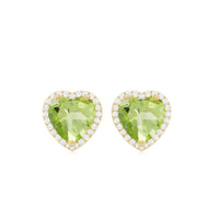 Certified Real 4 Carat Peridot Heart Earrings with Moissanite Halo