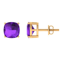 4.2 Carat Cushion Cut Amethyst Solitaire Stud Earring