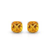 4.4 CT Cushion Cut Citrine Solitaire Stud Earrings