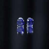 5.5 Carat Lab Grown Blue Sapphire Solitaire Stud Earring With Certificate