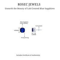 5.5 Carat Lab Grown Blue Sapphire Solitaire Stud Earring With Certificate