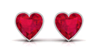 4 Carat Heart Shape Lab Grown Ruby Stud Earrings for Women