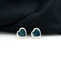 Real 4 Carat London Blue Topaz Heart Stud Earrings for Women