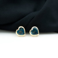 Real 4 Carat London Blue Topaz Heart Stud Earrings for Women