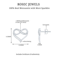 Moissanite Infinity and Heart Stud Earrings