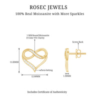 Moissanite Infinity and Heart Stud Earrings