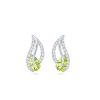 Natural Peridot leaf earrings with diamond accents for women by Rosec Jewels, featuring elegant leaf-shaped design.