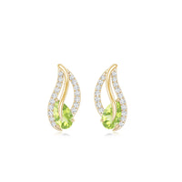 Natural peridot leaf earrings with diamond accents for women, featuring rosec Jewels' elegant jewelry design.