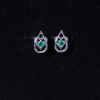 Real Emerald Teardrop and Heart Stud Earrings