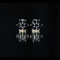 Natural black spinel floral cluster stud earrings by Rosec Jewels, featuring elegant black spinel gemstones in a floral design.