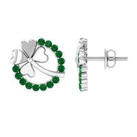 Genuine emerald clover stud earrings for women by Rosec Jewels, featuring sparkling green gemstone designs.
