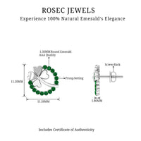 Genuine emerald clover stud earrings for women by Rosec Jewels, featuring sparkling green emeralds and silver settings.
