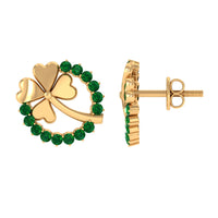 Genuine emerald clover stud earrings for women by Rosec Jewels, featuring sparkling green gemstone designs.