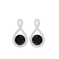 Certified Natural Black Onyx Infinity Earrings with Screw Back