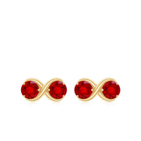 1.50 CT Two Stone Infinity Stud Earrings with Created Ruby for Women