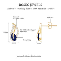 Nature Inspired Blue Sapphire Diamond Leaf Earrings