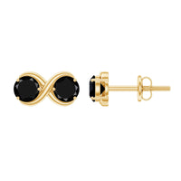 Genuine black spinel two-stone infinity stud earrings by Rosec Jewels featuring sparkling black spinel gemstones on silver settings