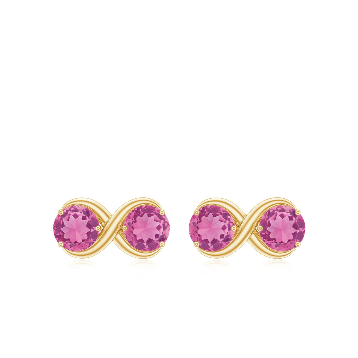 Natural pink tourmaline 2-stone stud earrings with screw backs by Rosec Jewels, showcasing sparkling gemstones and secure clasps.