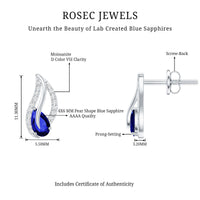 1 Carat Lab Grown Blue Sapphire Leaf Earrings with Moissanite
