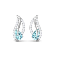 Certified real aquamarine leaf earrings with diamonds, elegant jewelry featuring sparkling gemstones and intricate leaf design.