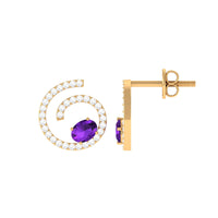 Certified Real Amethyst Swirl Earrings with Diamond