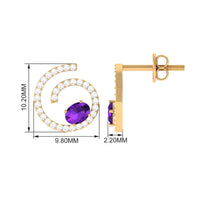 Certified Real Amethyst Swirl Earrings with Diamond