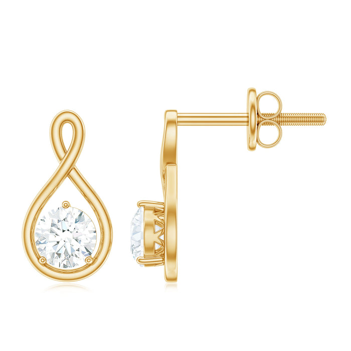 Round cut 0.50 CT moissanite infinity stud earrings by Rosec Jewels, featuring sparkling gemstones and sleek silver setting.