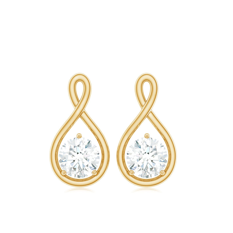 Round cut 0.50 CT Moissanite infinity stud earrings by Rosec Jewels, featuring sparkling gemstone accents and sleek silver setting.