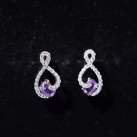 Amethyst Infinity Stud Earrings with Diamond
