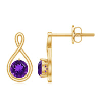 Genuine Solitaire Amethyst Infinity Earrings with Screw Back