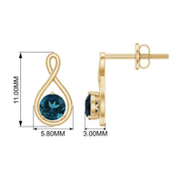 1/2 CT London Blue Topaz Solitaire Infinity Stud Earrings